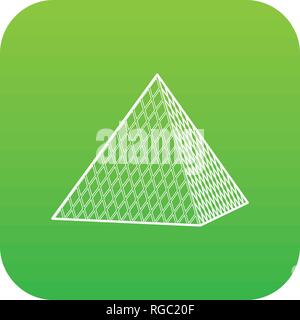 Louvre pyramid icon green vector Stock Vector