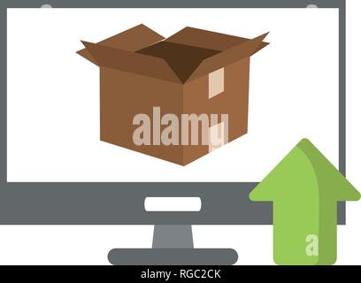 computer uploading box on screen Stock Vector