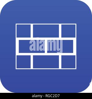 Concrete block wall icon digital blue Stock Vector