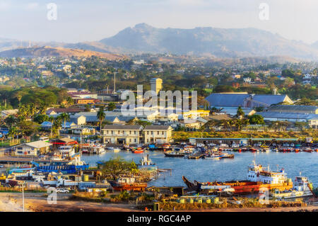 Fiji Islands, Lautoka, Aerial view of harbour Stock Photo