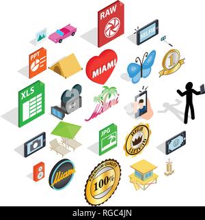 Musician icons set, isometric style Stock Vector