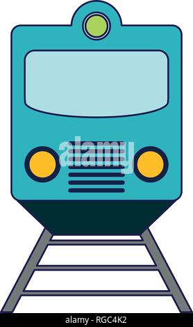 Train on rails frontview blue lines Stock Vector