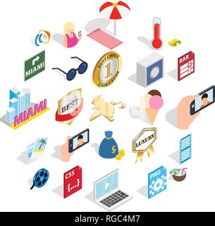 Instrumentalist icons set, isometric style Stock Vector