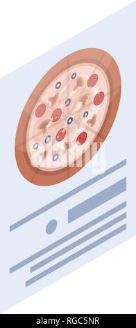 Classic pizza menu icon, isometric style Stock Vector