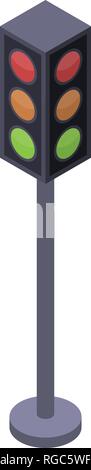 Intersection traffic lights icon, isometric style Stock Vector