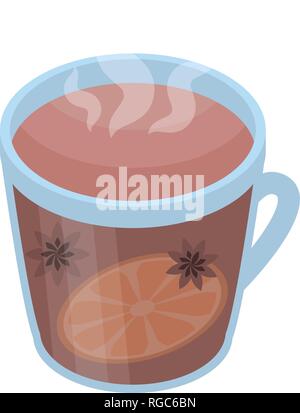 Mulled wine transparent cup icon, isometric style Stock Vector