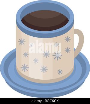 Mulled wine mug icon, isometric style Stock Vector
