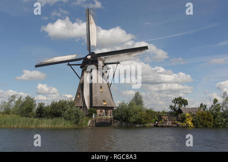 Windmills of Kinderdijk in South Holland, the Netherlands are a UNESCO World Heritage Site. Stock Photo