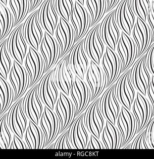 Wavy line seamless pattern. Stylish floral texture. Abstract tiling background Stock Vector