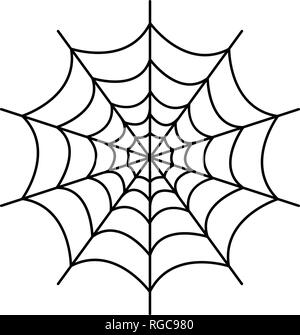 Symmetrical spider web icon, outline style Stock Vector