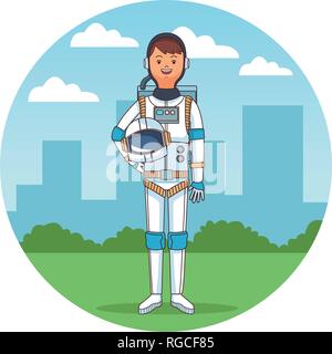 space astronaut body cartoon Stock Vector