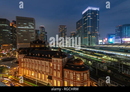 Tokyo Japan, Night city skyline at Tokyo Station Stock Photo