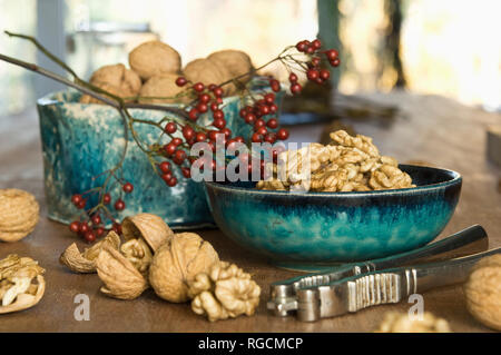 Cracked walnuts Stock Photo