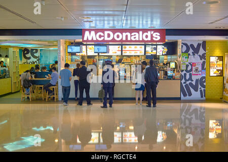 HONG KONG - MAY 05, 2015: counter service in a McDonald's restaurant. Stock Photo