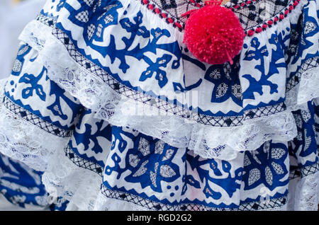 Details of the typical Panamanian dress known as pollera. The pattern ...
