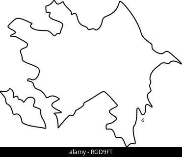 Azerbaijan Vector Map Outline Line Linear Azerbaijan Black Map On