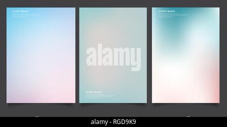 Set of abstract soft blurred gradients background graphic design template for brochure, banner, wallpaper, mobile screen, annual report. Vector illust Stock Vector