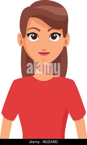 young woman upperbody cartoon Stock Vector