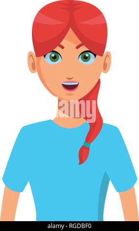 young woman upperbody cartoon Stock Vector