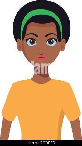 young woman upperbody cartoon Stock Vector