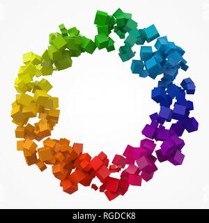 colorful cubes. 3d pixel style vector illustration. Stock Vector