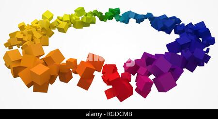 colorful cubes ring with free are on center. 3d style vector illustration. Stock Vector