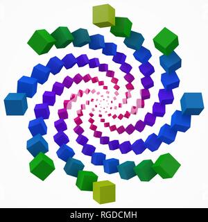 colorful cubes swirl. 3d pixel style vector illustration. Stock Vector