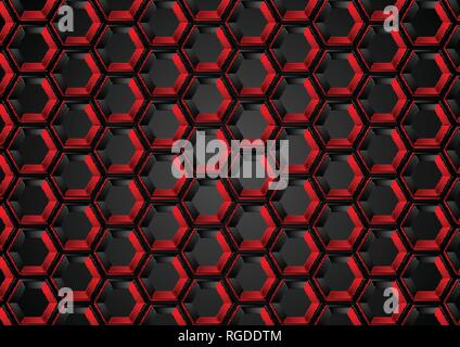 Black and red hexagons abstract tech texture background. Vector design Stock Vector