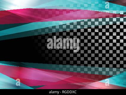 Blue purple abstract stripes on checkered background. Vector design Stock Vector