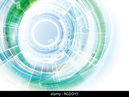 Blue and green futuristic technology abstract gear background. Vector illustration template Stock Vector