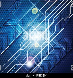 Bright blue hi-tech background with arrows. Vector design Stock Vector