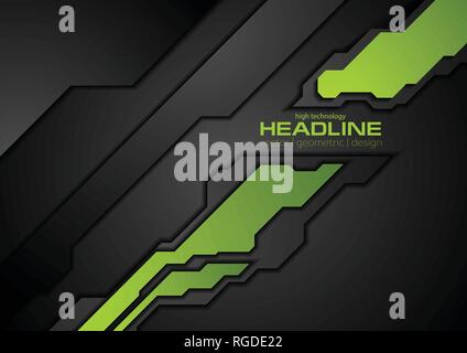 Green and black contrast abstract technology background. Vector corporate design Stock Vector