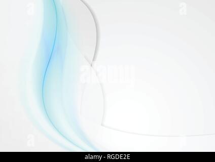 Light blue and grey abstract wavy background. Flowing blurred waves modern vector illustration Stock Vector