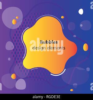 Fluid gradient bubble elements for minimal banner, logo, social post. Futuristic trendy dynamic shapes. Abstract vectorbackground. Stock Vector