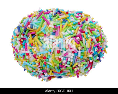 Easter homemade egg made from sugar sprinkles for cake decorating. Isolated on white studio macro Stock Photo