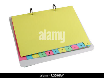 Open empty business notebook with color pages. Mass production. Isolated on white with patch Stock Photo