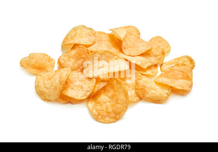 heap of potato chips isolated on white background Stock Photo