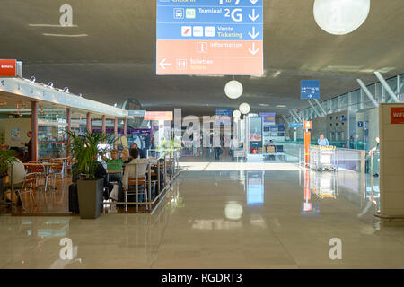 PARIS, FRANCE - CIRCA SEPTEMBER, 2014: inside Charles de Gaulle Airport. The airport is the largest international airport in France. Stock Photo