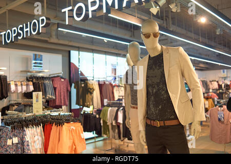 HONG KONG - JUNE 01, 2015: inside a shopping center. Hong Kong shopping malls are some of the biggest and most impressive in the world. Stock Photo