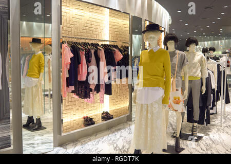 HONG KONG - JUNE 01, 2015: inside a shopping center. Hong Kong shopping malls are some of the biggest and most impressive in the world. Stock Photo