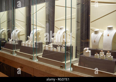 HONG KONG - MAY 05, 2015: a display window in a jewellery store. Stock Photo