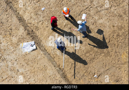 aerial view of a meeting on the construction site Stock Photo