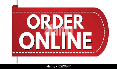 Order online banner design on white background, vector illustration Stock Vector