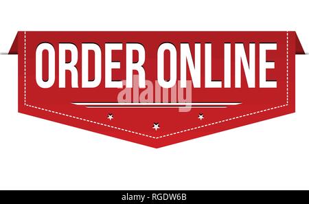 Order online banner design on white background, vector illustration Stock Vector