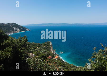 Beautiful Lalaria beach in Skiathos Greece Stock Photo