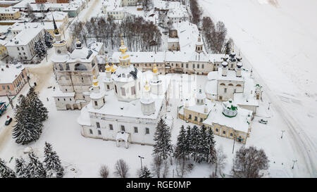 Aerial monasteries and churches in Veliky Ustyug is a town in Vologda Oblast, Russia Stock Photo