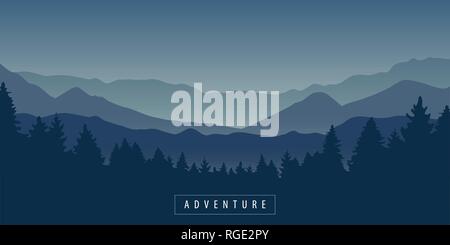 adventure mountain and forest landscape at night vector illustration EPS10 Stock Vector