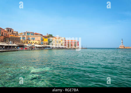 Venitian habor of Chania in Crete, Grece Stock Photo