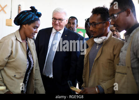 Addis Abeba, Ethiopia. 29th Jan, 2019. Federal President Frank-Walter Steinmeier (2nd from left) visits the Federal Technical and Vocational Education and Training Institute (TVET), a vocational training centre. Credit: Britta Pedersen/dpa-Zentralbild/dpa/Alamy Live News Stock Photo