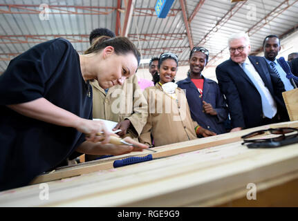 Addis Abeba, Ethiopia. 29th Jan, 2019. Federal President Frank-Walter Steinmeier (2nd from right) visits the Federal Technical and Vocational Education and Training Institute (TVET), a vocational training centre. Credit: Britta Pedersen/dpa-Zentralbild/dpa/Alamy Live News Stock Photo